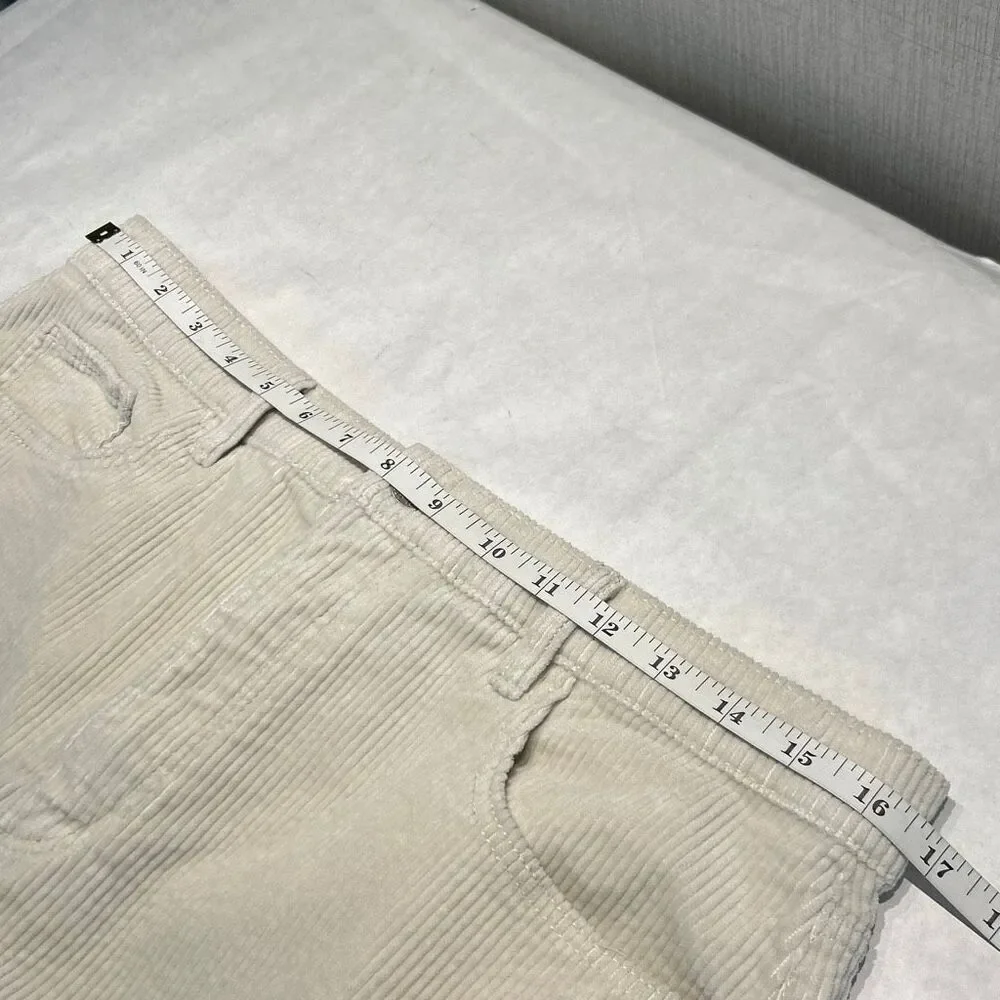 Loft Corduroy Trousers Pants Sz 12 / 31 Cream Raw Hem High Rise Straight 25.5” I